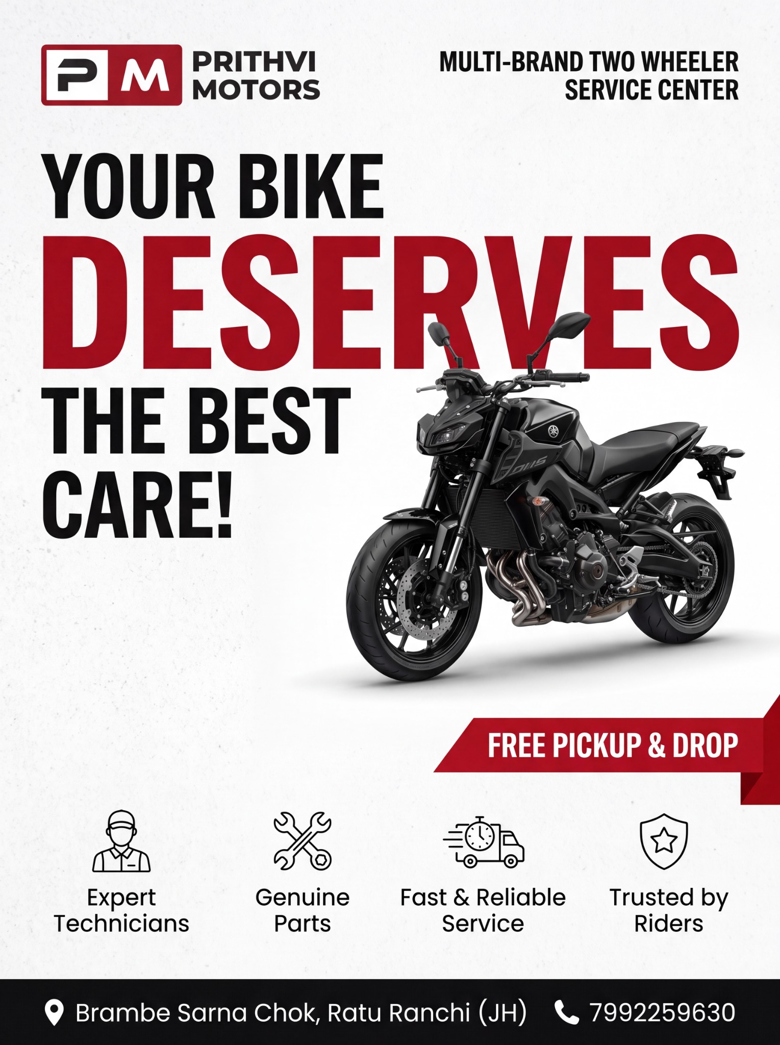 Before and after bike service at Prithvi Motors